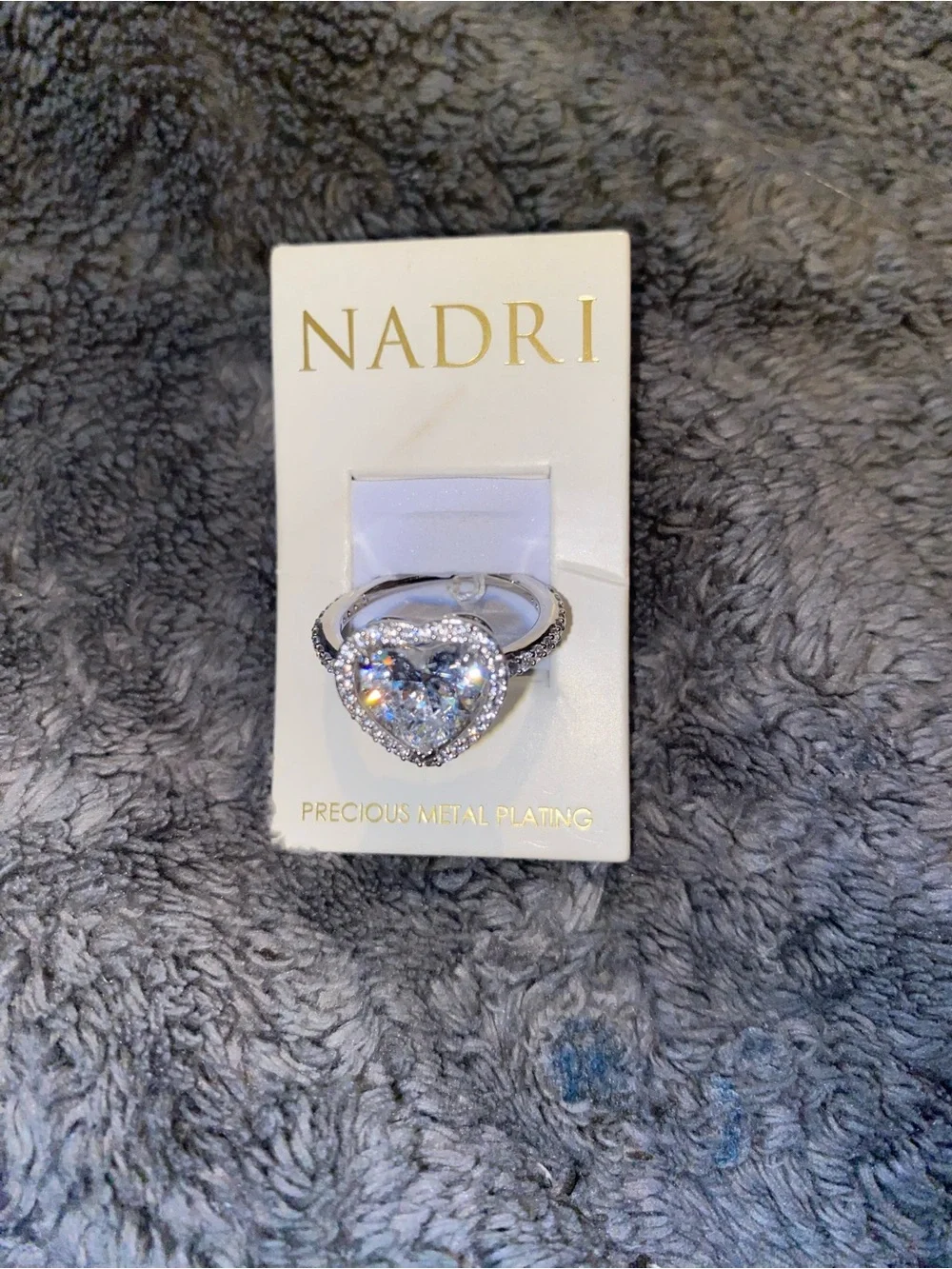 Nadri Silver Le Bisou Cubic Zirconia Heart Halo Ring Size 7 $90